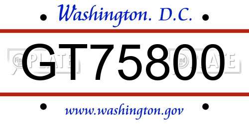 GT75800 District Of Columbia License Plate