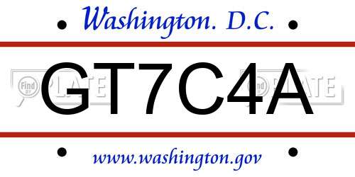 GT7C4A District Of Columbia License Plate
