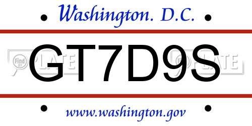 GT7D9S District Of Columbia License Plate