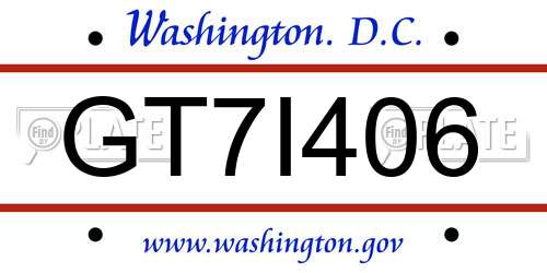 GT7I406 District Of Columbia License Plate