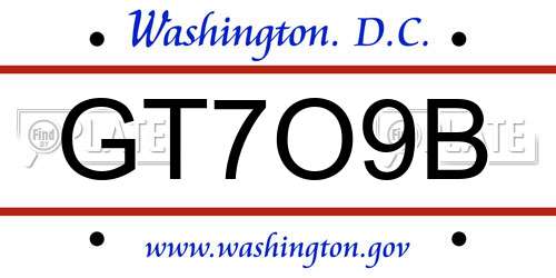 GT7O9B District Of Columbia License Plate