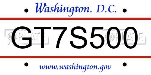 GT7S500 District Of Columbia License Plate
