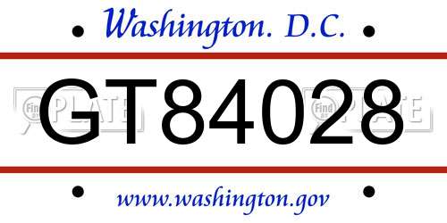 GT84028 District Of Columbia License Plate