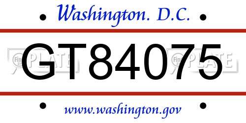 GT84075 District Of Columbia License Plate