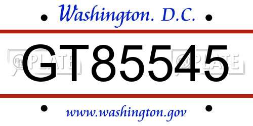 GT85545 District Of Columbia License Plate
