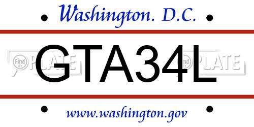GTA34L District Of Columbia License Plate