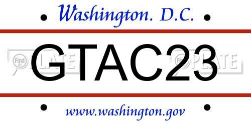 GTAC23 District Of Columbia License Plate
