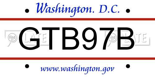 GTB97B District Of Columbia License Plate