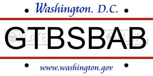 GTBSBAB District Of Columbia License Plate