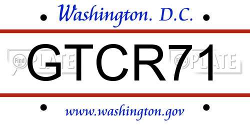 GTCR71 District Of Columbia License Plate