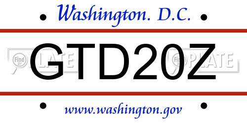 GTD20Z District Of Columbia License Plate
