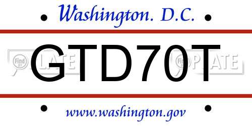 GTD70T District Of Columbia License Plate