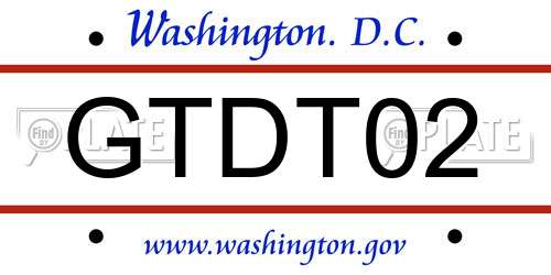 GTDT02 District Of Columbia License Plate