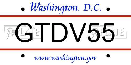 GTDV55 District Of Columbia License Plate