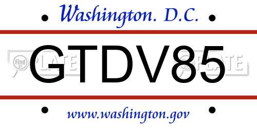 GTDV85 District Of Columbia License Plate