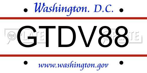 GTDV88 District Of Columbia License Plate