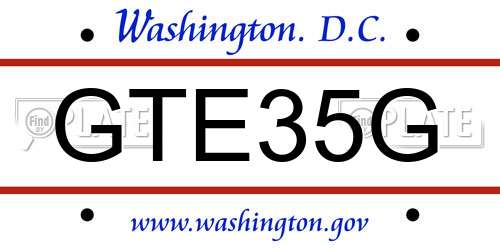 GTE35G District Of Columbia License Plate