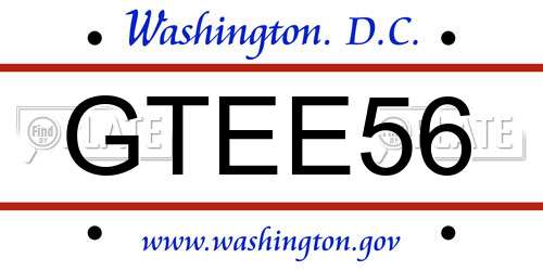GTEE56 District Of Columbia License Plate