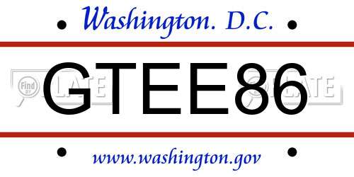 GTEE86 District Of Columbia License Plate