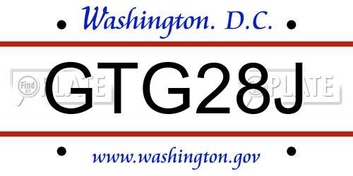 GTG28J District Of Columbia License Plate