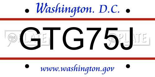 GTG75J District Of Columbia License Plate