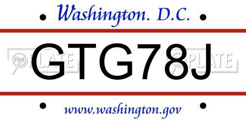 GTG78J District Of Columbia License Plate