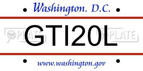 GTI20L District Of Columbia License Plate