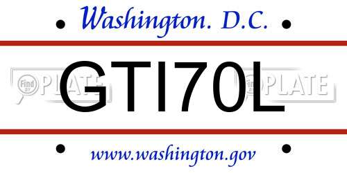 GTI70L District Of Columbia License Plate