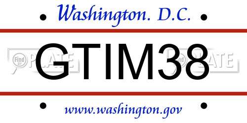 GTIM38 District Of Columbia License Plate