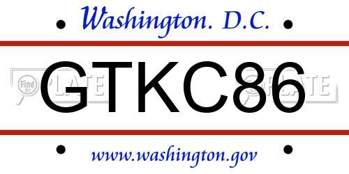 GTKC86 District Of Columbia License Plate
