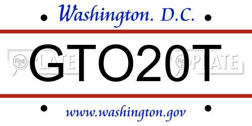 GTO20T District Of Columbia License Plate