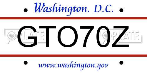 GTO70Z District Of Columbia License Plate