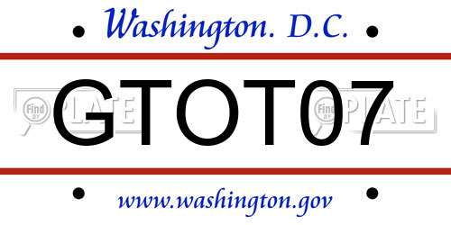 GTOT07 District Of Columbia License Plate