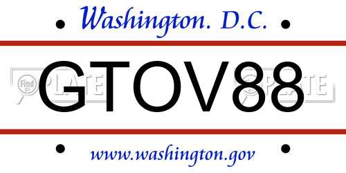 GTOV88 District Of Columbia License Plate