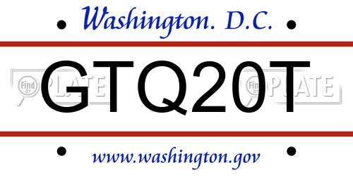 GTQ20T District Of Columbia License Plate