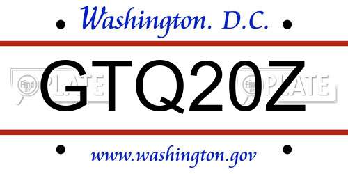 GTQ20Z District Of Columbia License Plate