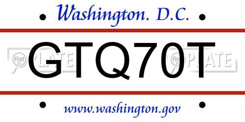 GTQ70T District Of Columbia License Plate