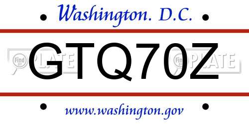 GTQ70Z District Of Columbia License Plate