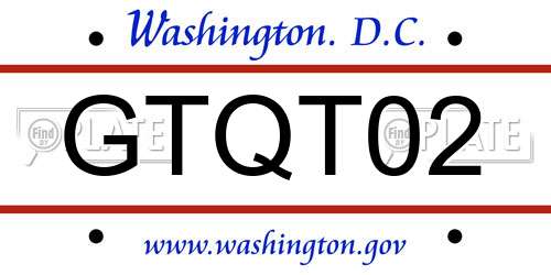 GTQT02 District Of Columbia License Plate