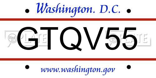GTQV55 District Of Columbia License Plate