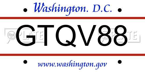 GTQV88 District Of Columbia License Plate