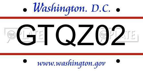 GTQZ02 District Of Columbia License Plate