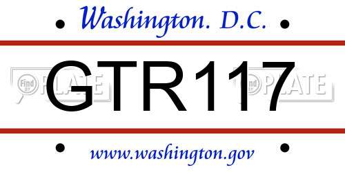 GTR117 District Of Columbia License Plate