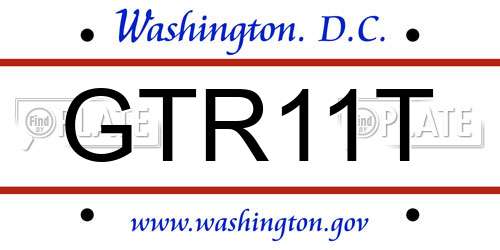 GTR11T District Of Columbia License Plate