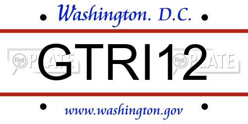 GTRI12 District Of Columbia License Plate