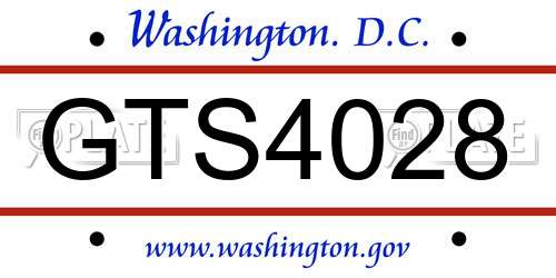 GTS4028 District Of Columbia License Plate