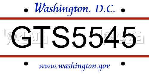 GTS5545 District Of Columbia License Plate
