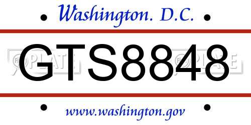 GTS8848 District Of Columbia License Plate