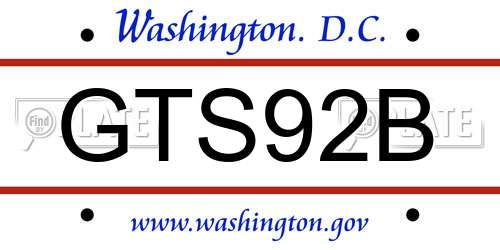 GTS92B District Of Columbia License Plate