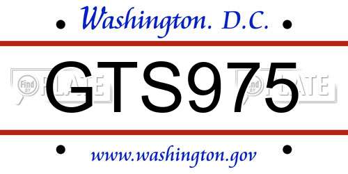 GTS975 District Of Columbia License Plate